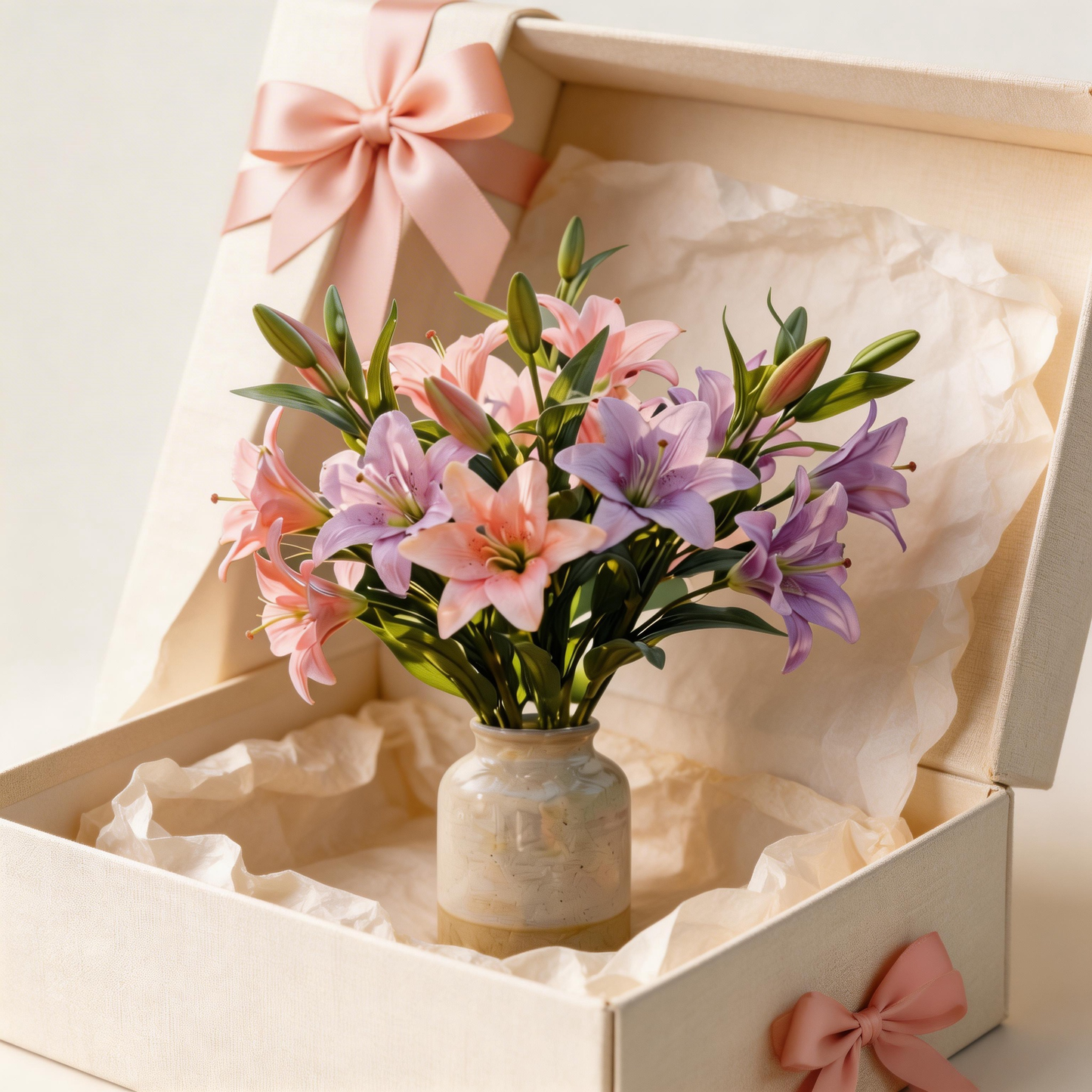Garden-Inspired | Pastel Lily Bloom Beauty | Lasting Faux Flower Display
