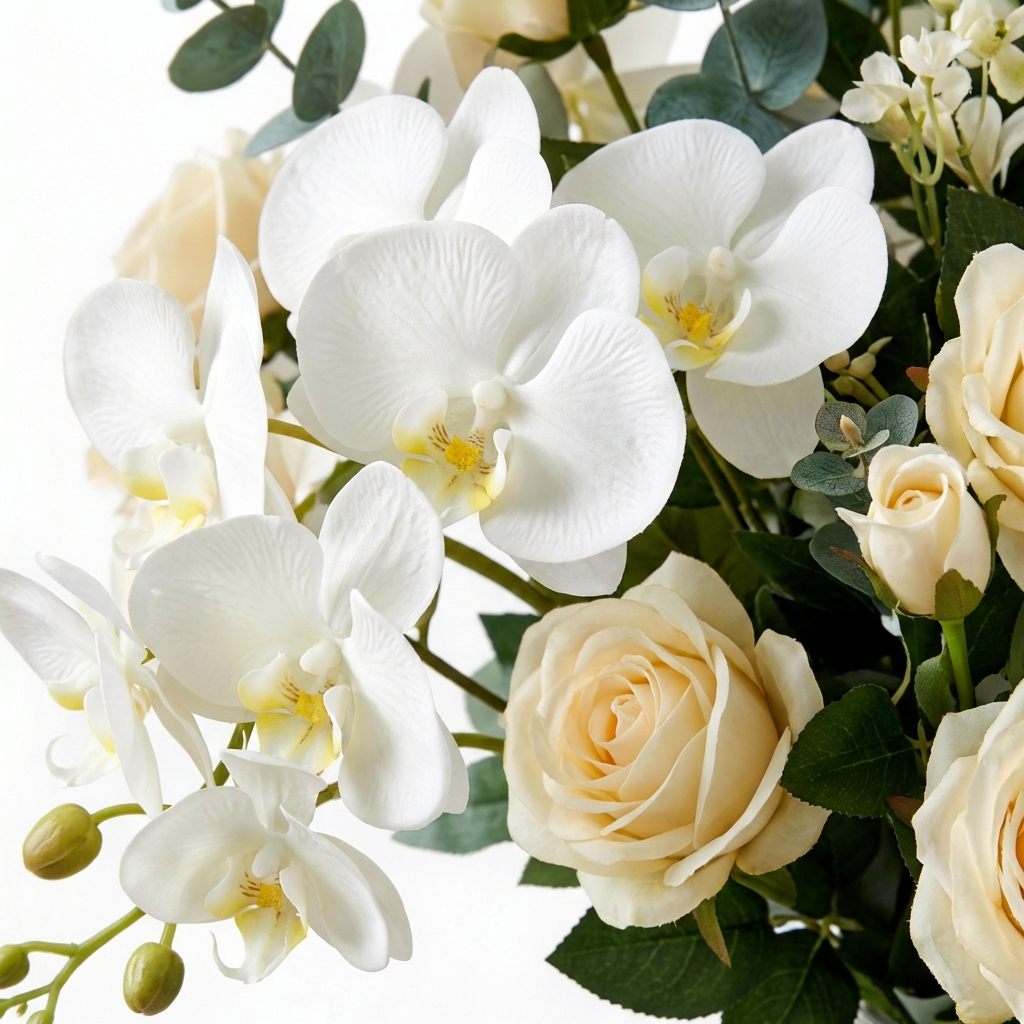 Sophisticated White Roses & Pampas Grass Bouquet – Elegant Décor for Any Room