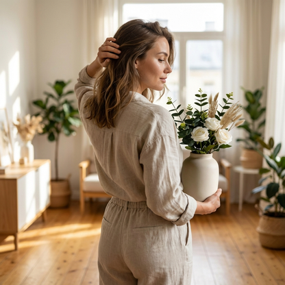 Elegant White Rose & Pampas Grass Arrangement – Timeless Beauty for Every Home