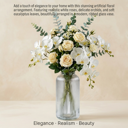 Sophisticated White Roses & Pampas Grass Bouquet – Elegant Décor for Any Room