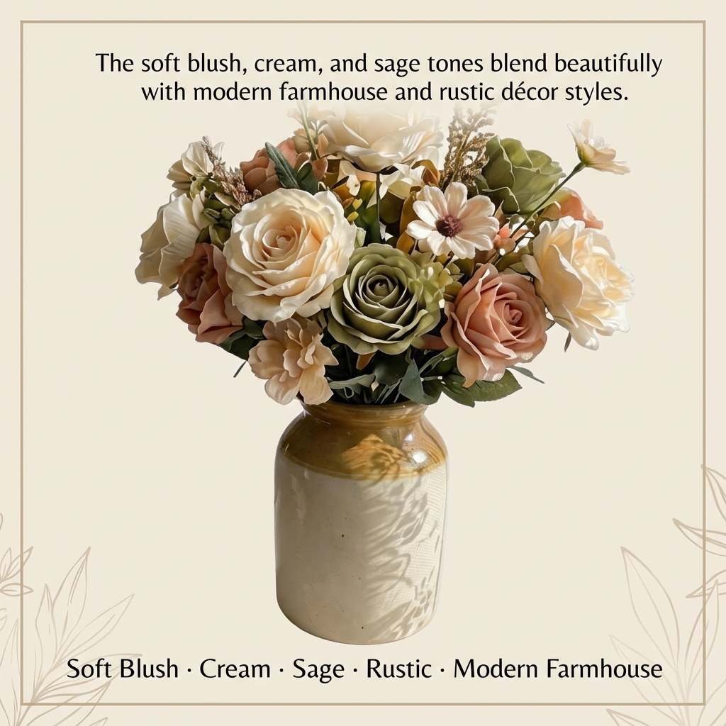 Garden-Inspired | Rustic Vintage Floral Charm | Timeless Faux Flower Arrangement