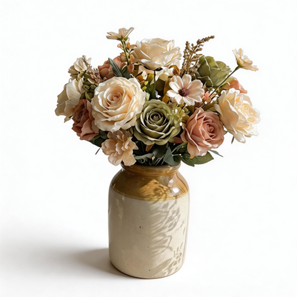 Garden-Inspired | Rustic Vintage Floral Charm | Timeless Faux Flower Arrangement