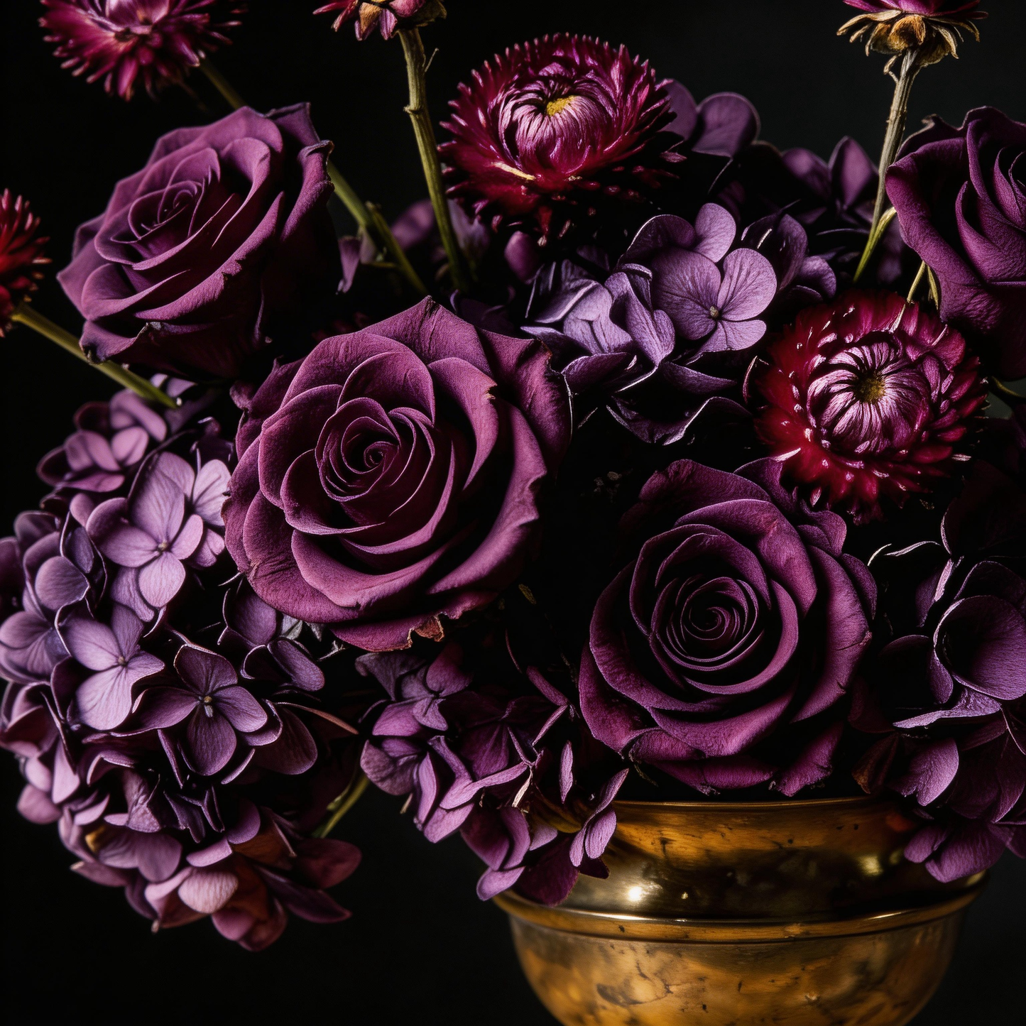 Gift-Ready | Royal Plum Floral Grandeur | Timeless Faux Flower Arrangement