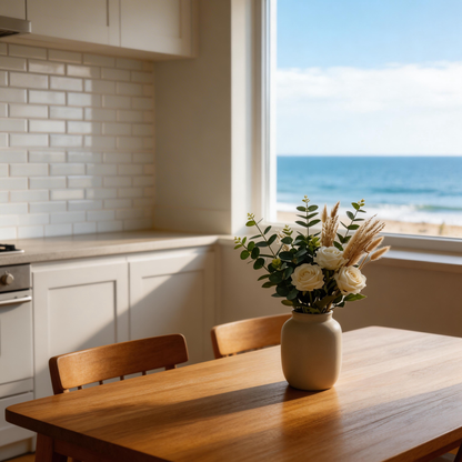 Elegant White Rose & Pampas Grass Arrangement – Timeless Beauty for Every Home