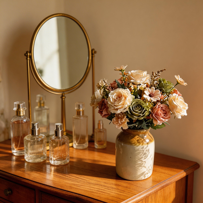 Garden-Inspired | Rustic Vintage Floral Charm | Timeless Faux Flower Arrangement