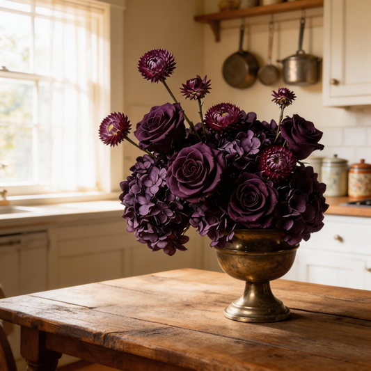 Gift-Ready | Royal Plum Floral Grandeur | Timeless Faux Flower Arrangement