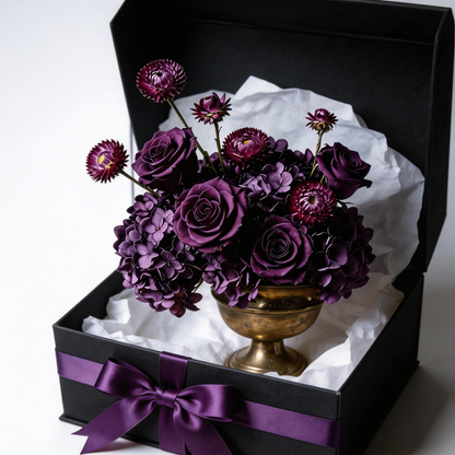 Gift-Ready | Royal Plum Floral Grandeur | Timeless Faux Flower Arrangement