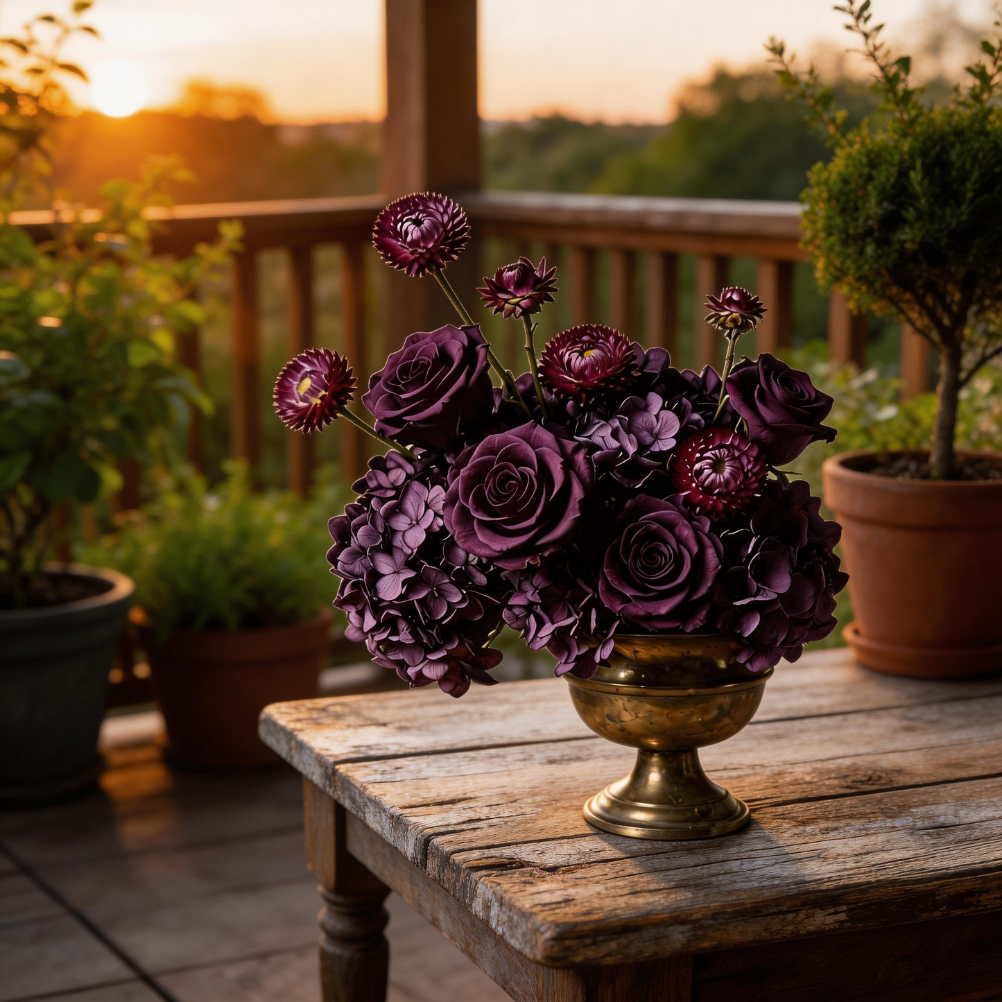 Gift-Ready | Royal Plum Floral Grandeur | Timeless Faux Flower Arrangement