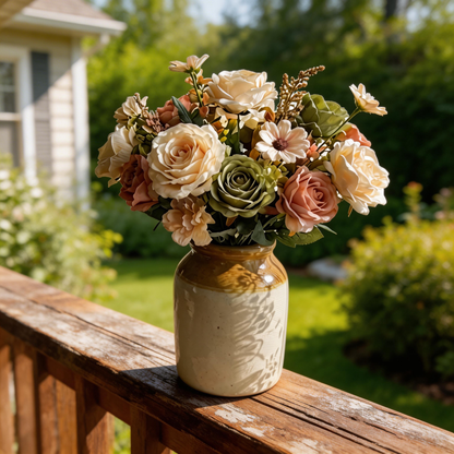 Garden-Inspired | Rustic Vintage Floral Charm | Timeless Faux Flower Arrangement