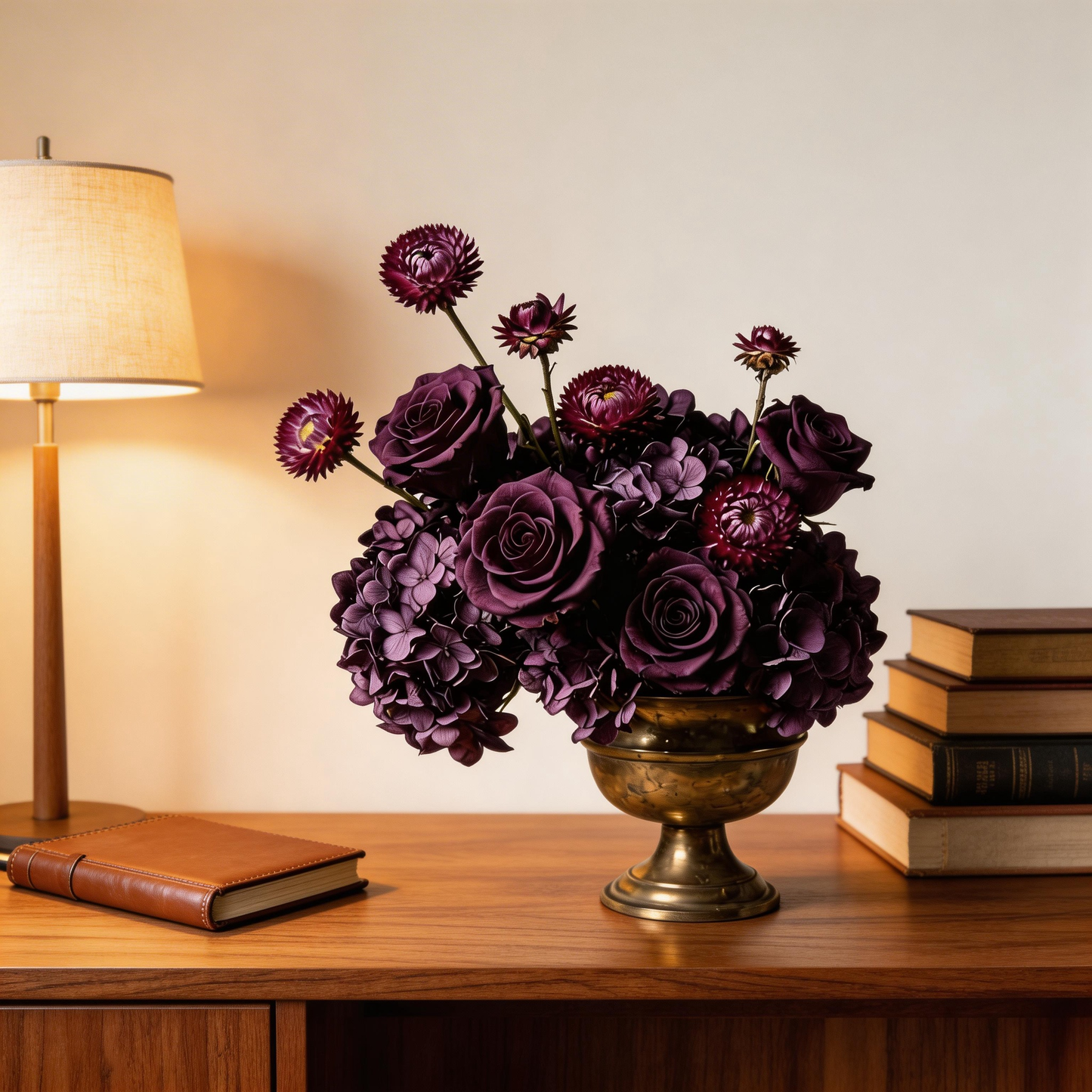 Gift-Ready | Royal Plum Floral Grandeur | Timeless Faux Flower Arrangement