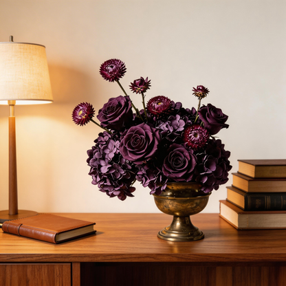 Gift-Ready | Royal Plum Floral Grandeur | Timeless Faux Flower Arrangement